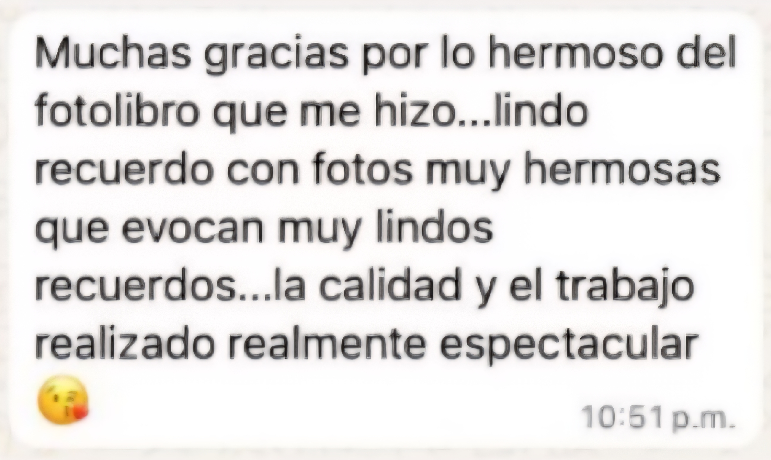 Mensaje de clienta — Hermoso fotolibro
